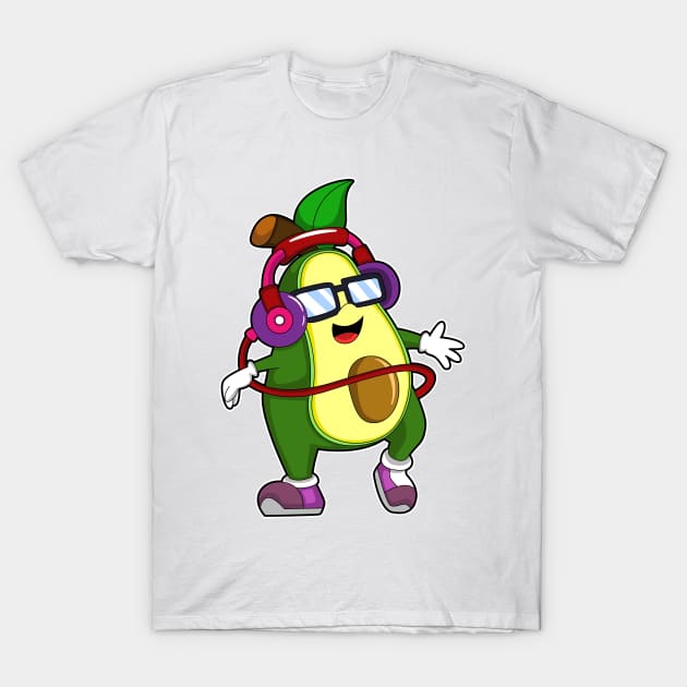 Avocado at Music with Headphone T-Shirt by Markus Schnabel